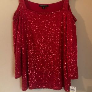 INC medium red sequin top